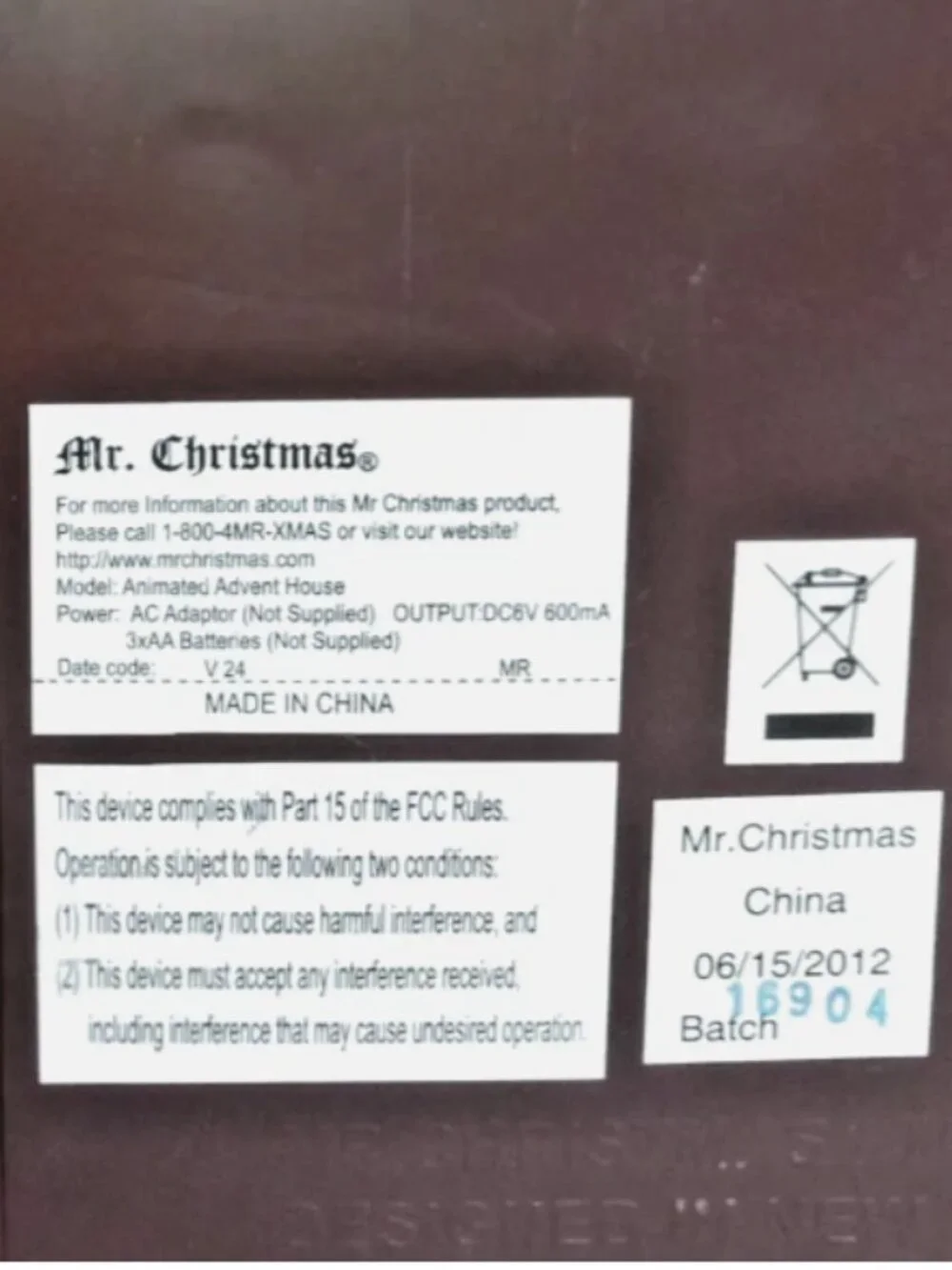 Mr Christmas 2012 Santa’s Workshop Animated Advent Calendar Complete w Ornaments